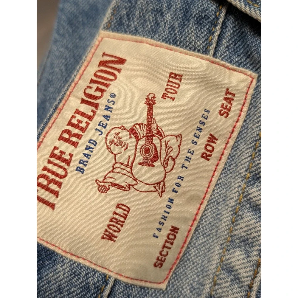 True Religion Ricky Relaxed Straight Denim Shorts 28 Medium Wash Rope Stitch NWT